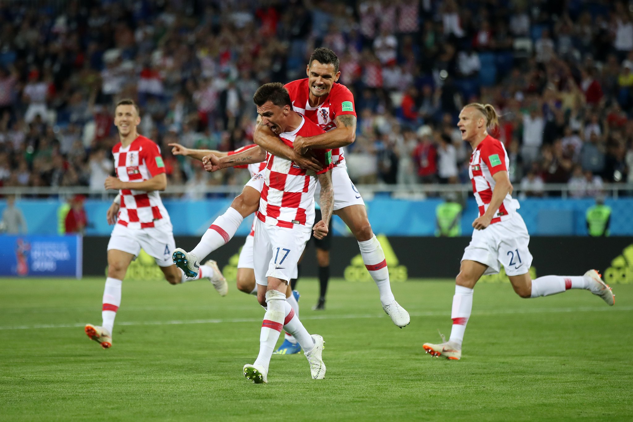 Los jugadores de Croacia celebran un gol durante el partido ante Nigeria. 