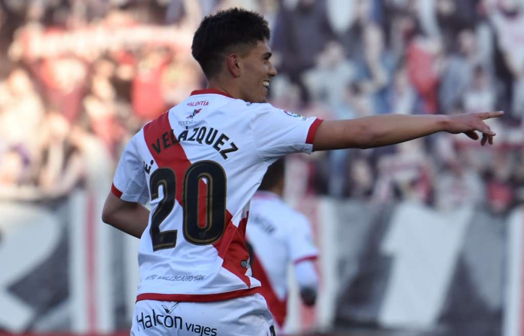 Emiliano, en un partido del Rayo.