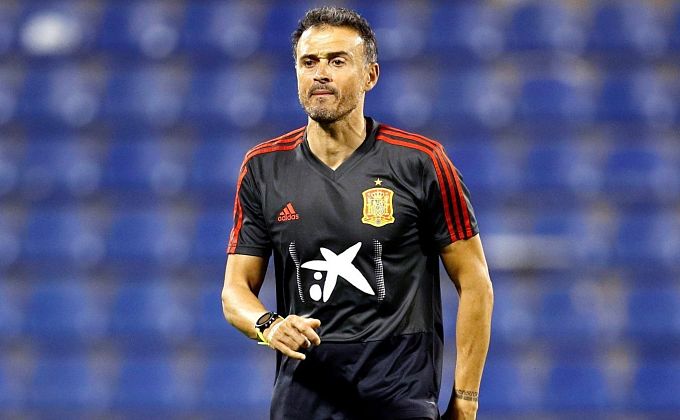 Luis Enrique, en una sesión de entrenamiento.