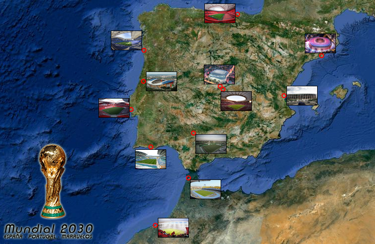 Este mapa com as cidades/estádios da candidatura ibérica ao Mundial de 2030  é oficial? - Polígrafo