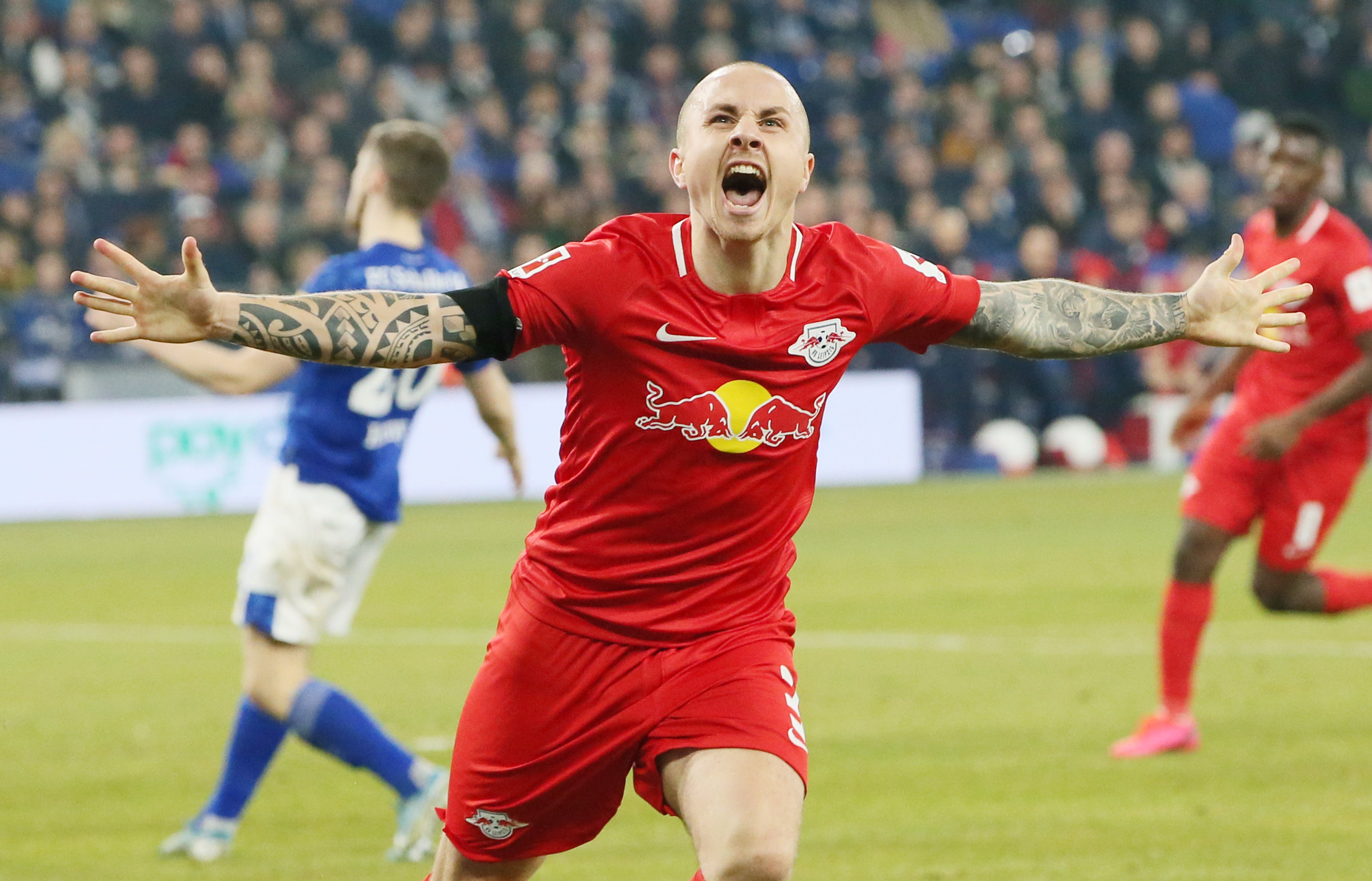 Angeliño celebra un gol con el Leipzig (Foto: Twitter).