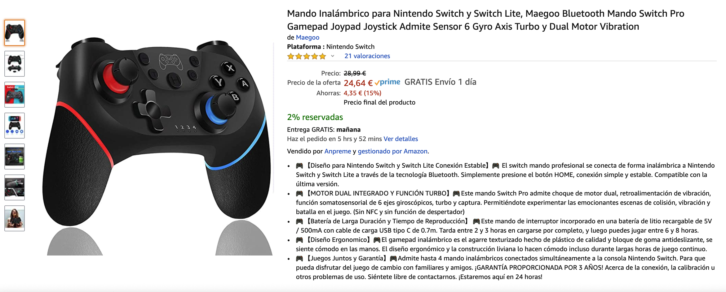 Oferta : mando inalámbrico Gamory de Nintendo Switch a 25 euros