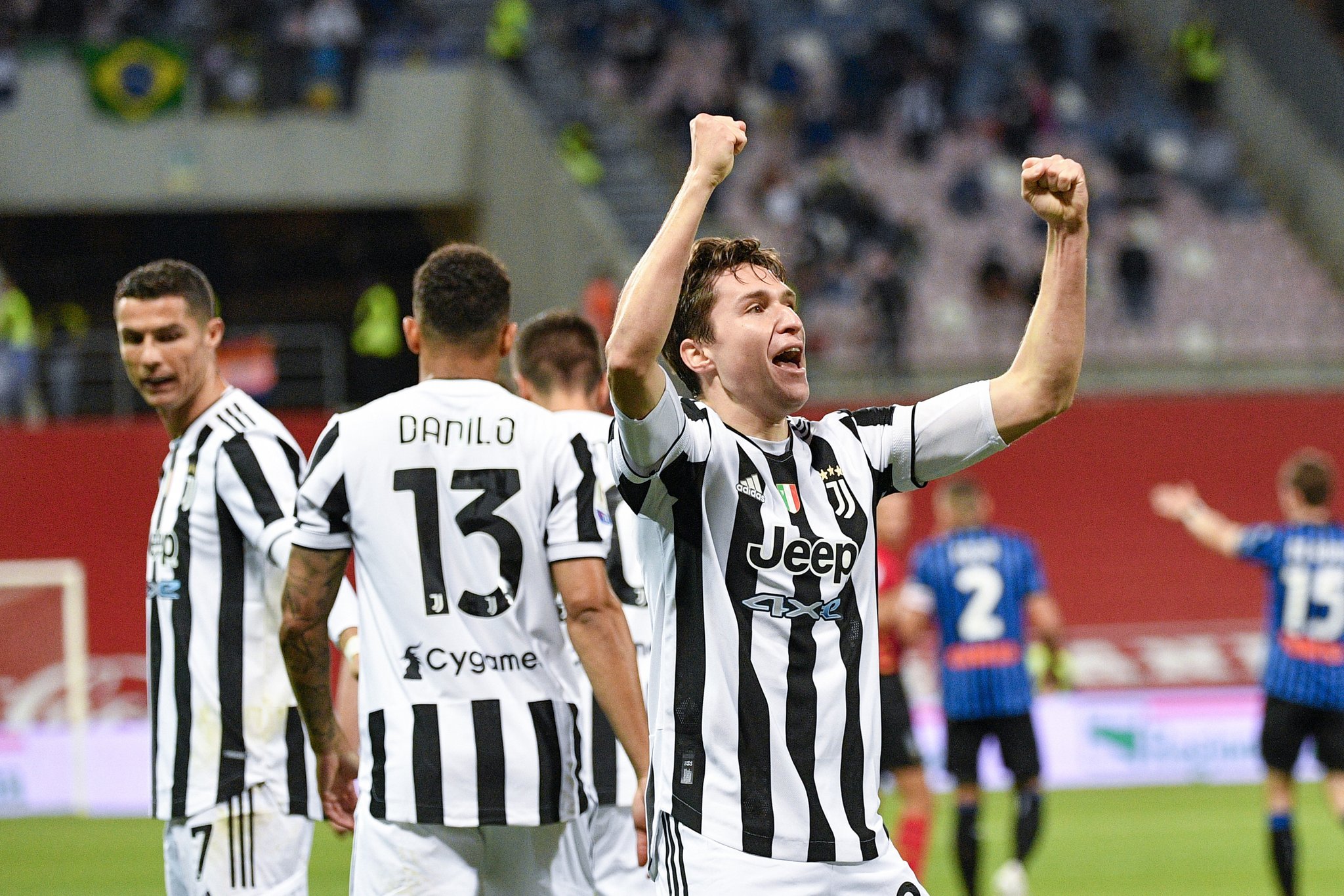 Chiesa celebra el gol del triunfo de la Juventus.