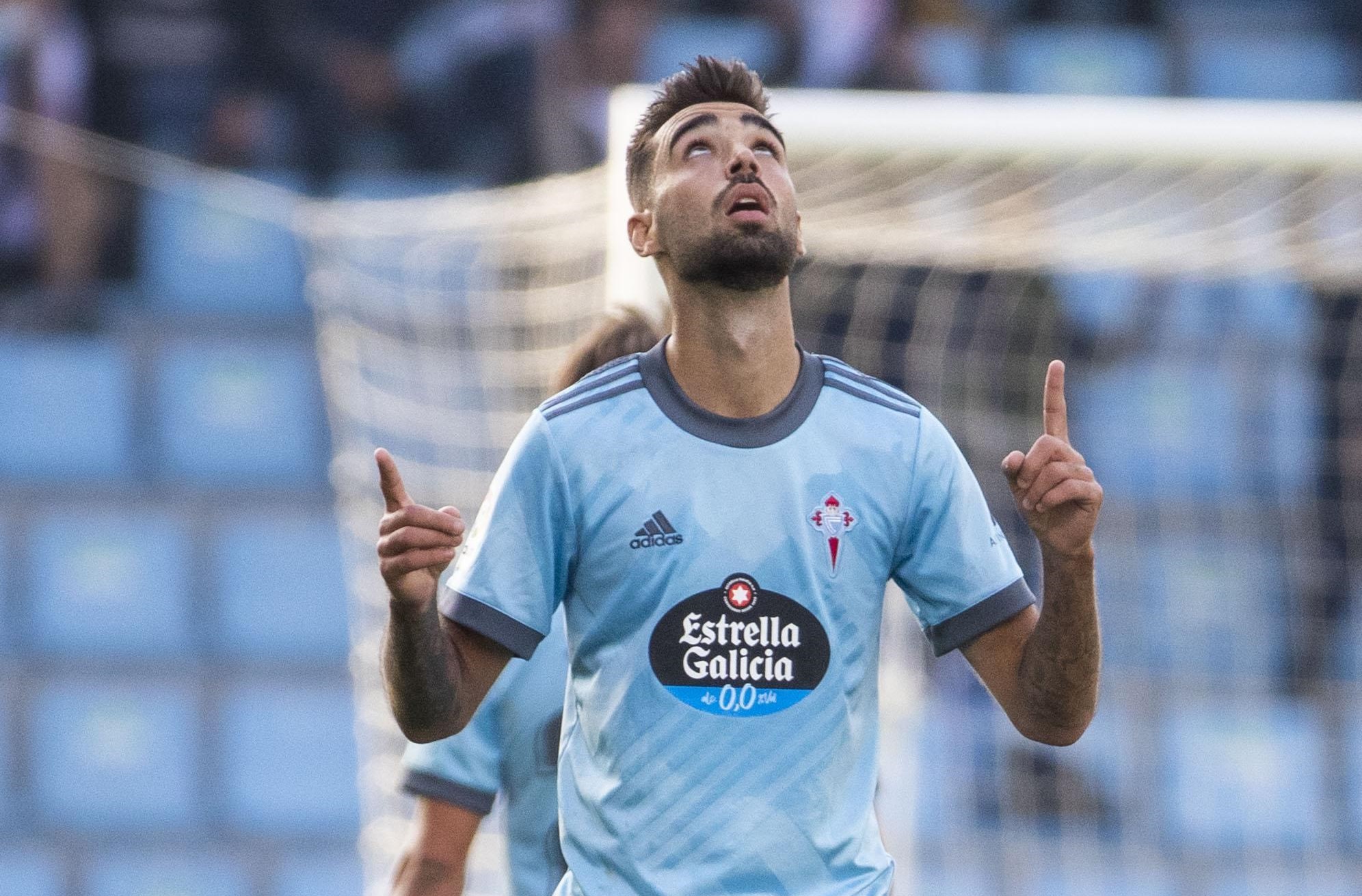 Brais Méndez celebra su gol del empate durante el Celta-Villarreal en Balaídos (Foto: LaLiga).