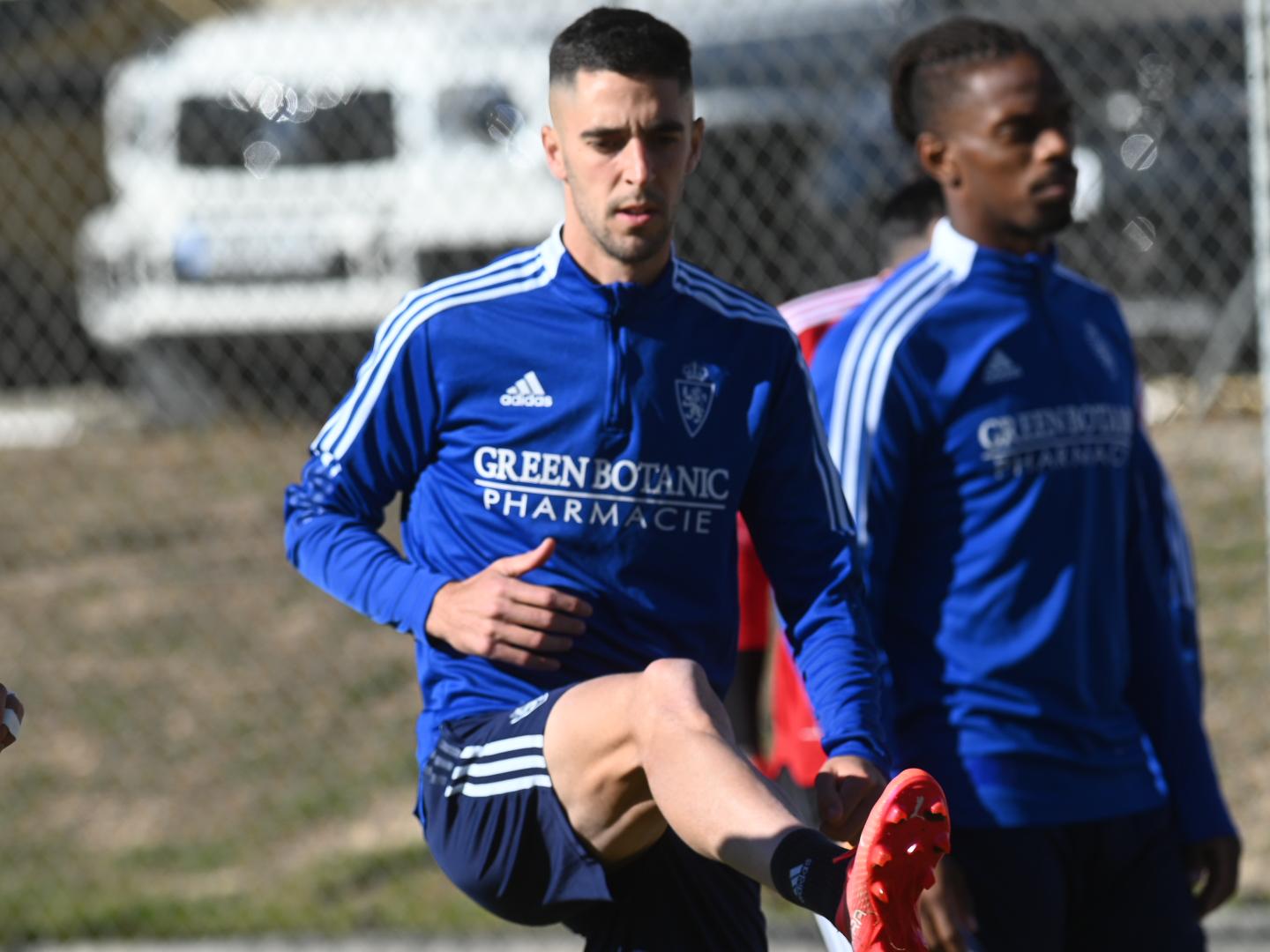 Sabin Merino en su primer entrenamiento con el Real Zaragoza (Foto: Tino Gil/RZ).