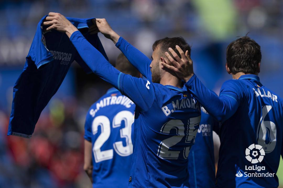 Borja Mayoral celebra su gol en el Getafe-Mallorca (Foto: LaLiga).