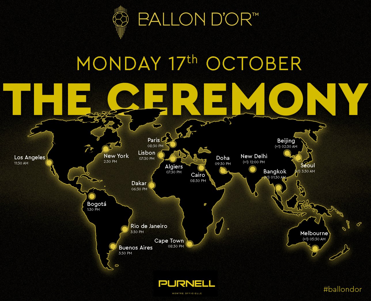 Horarios de la gala del Balón de Oro en todo el mundo (Foto: France Football)