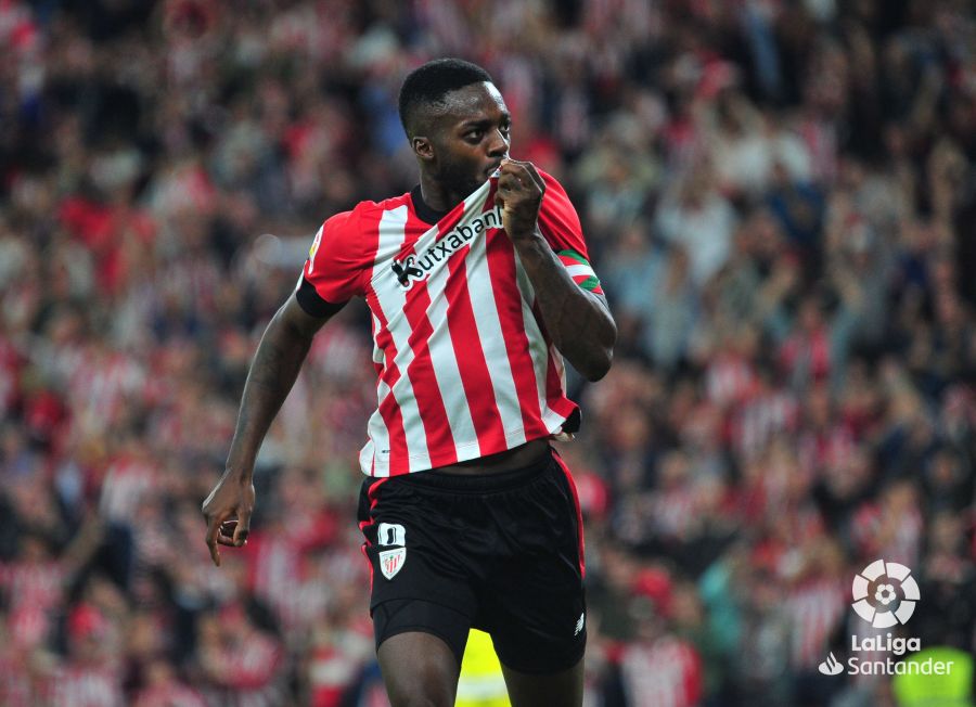 Celebración de un gol de Iñaki Williams ante el Villarreal en San Mamés (Foto: LaLiga).