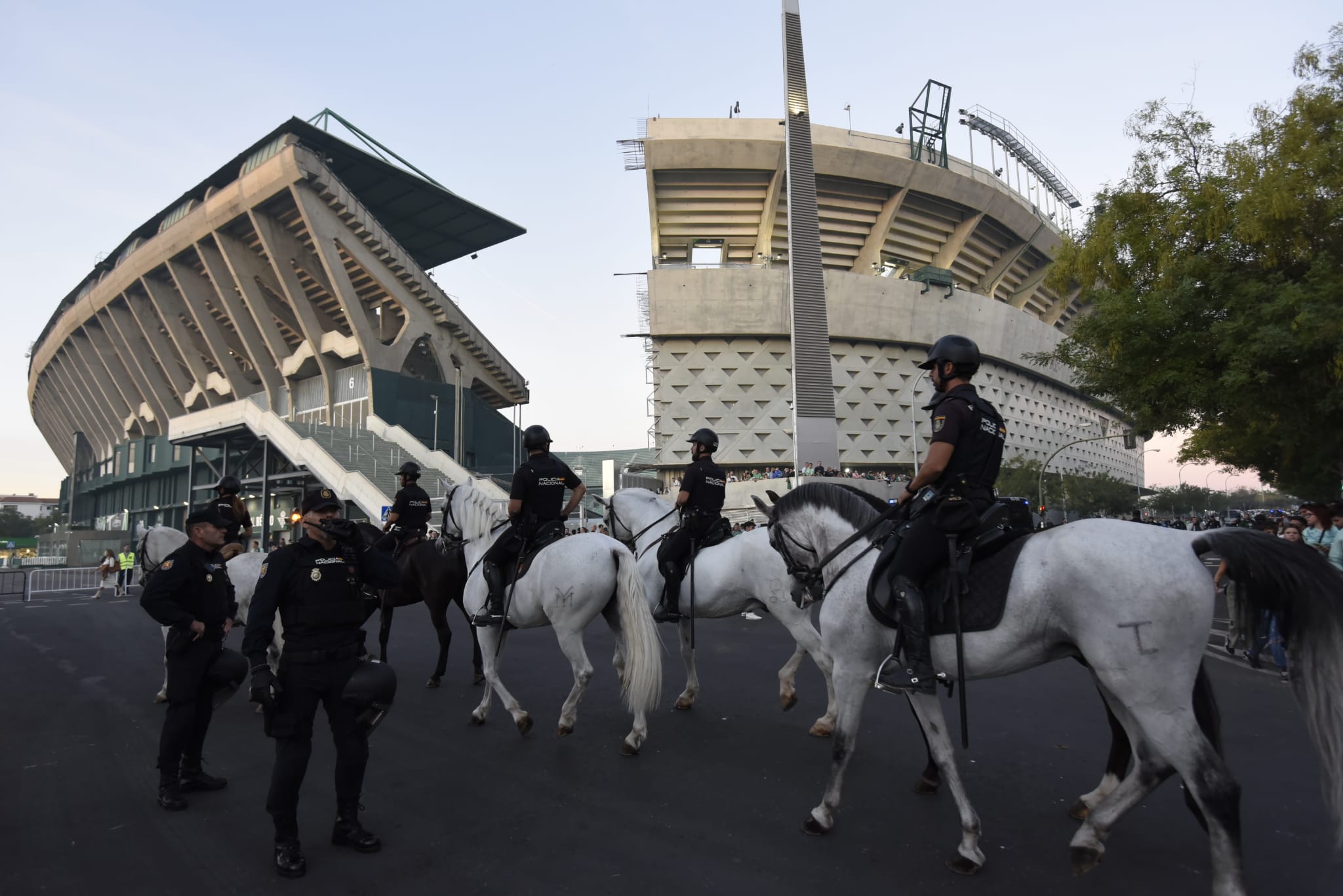 La policía, preparada junto al Villamarín (Foto: Kiko Hurtado).