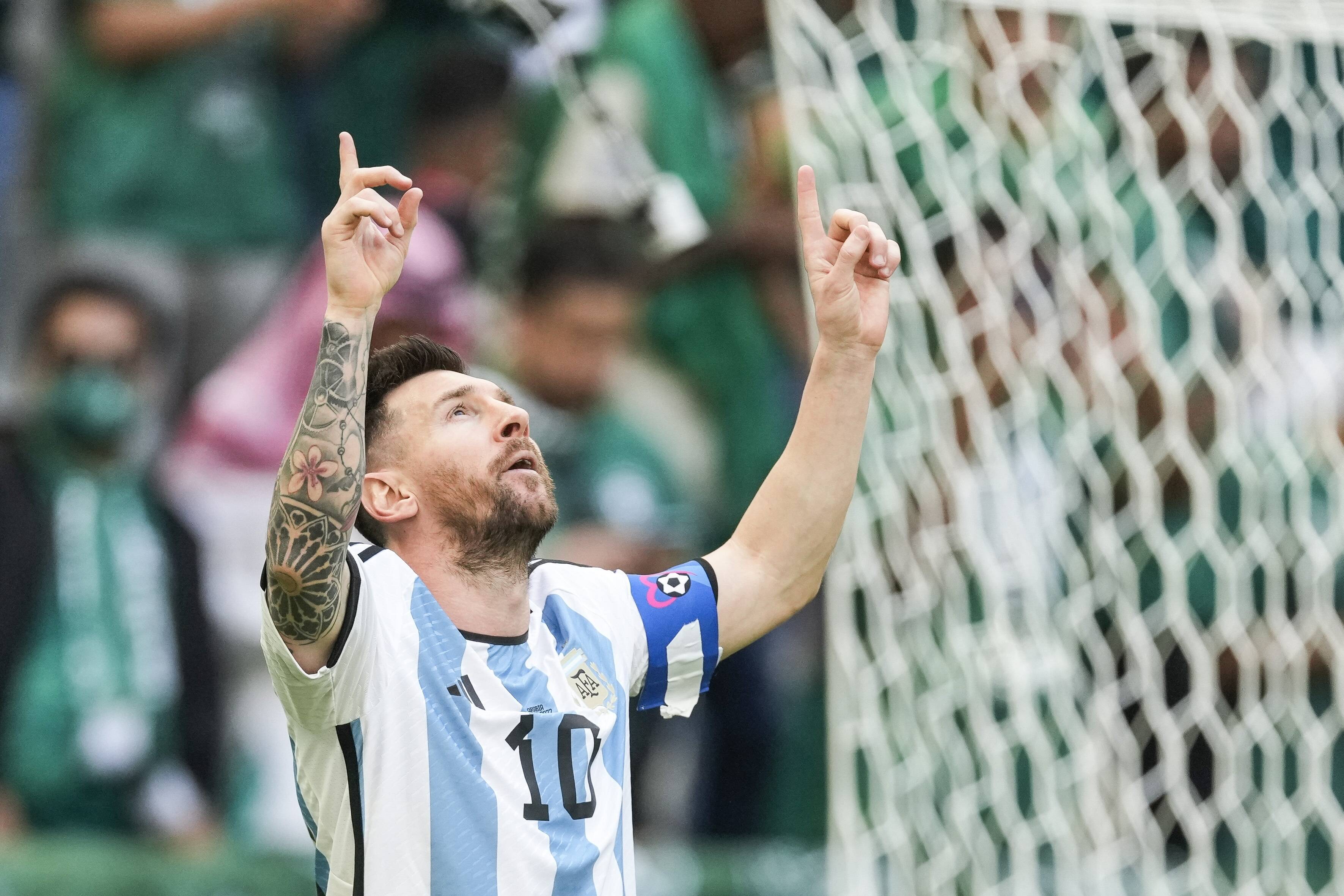 Leo Messi celebra su gol en el Argentina-Arabia Saudí del Mundial (Foto: Cordon Press).
