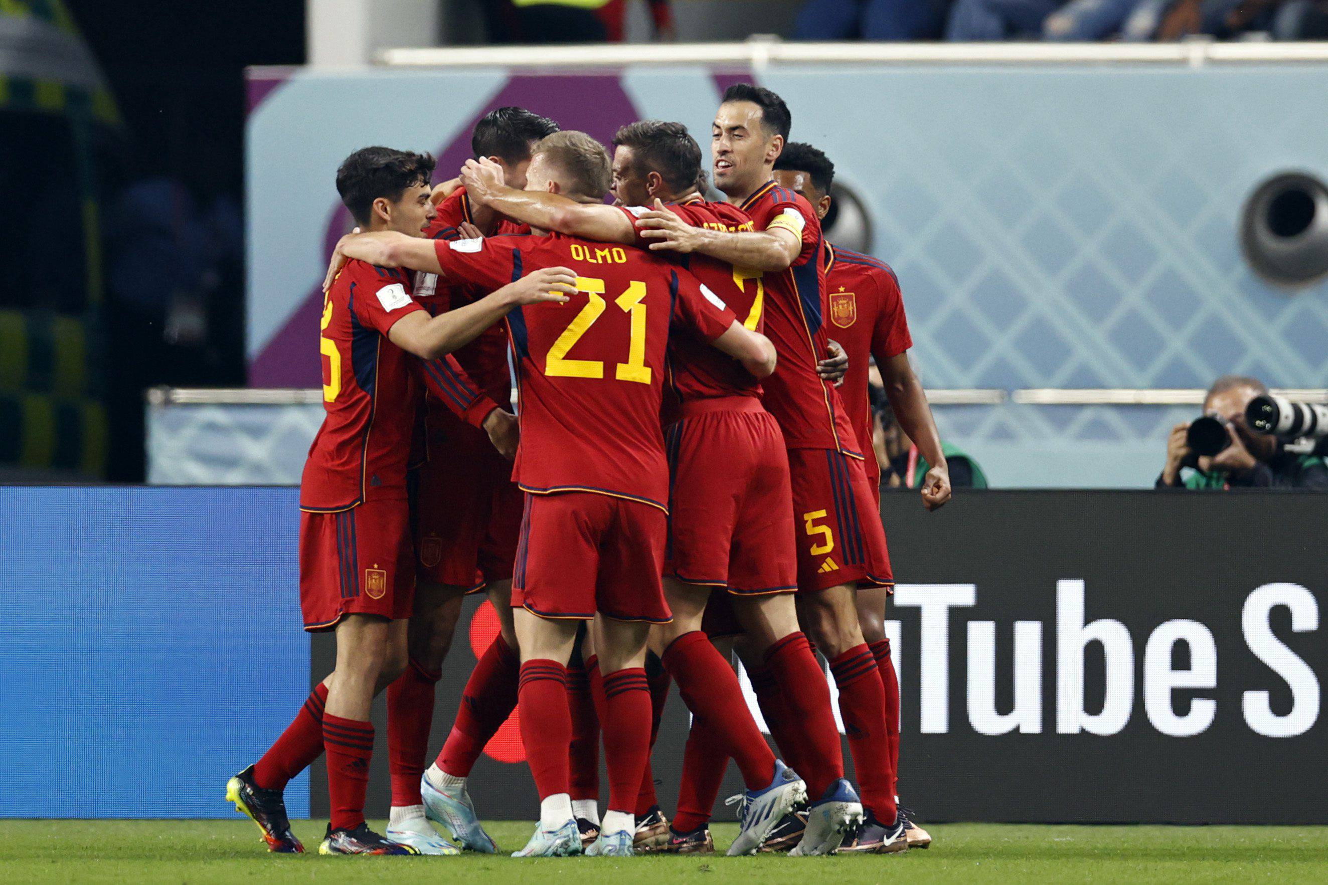 Los jugadores de España celebran el gol de Morata ante Japón (Foto: Cordon Press), 