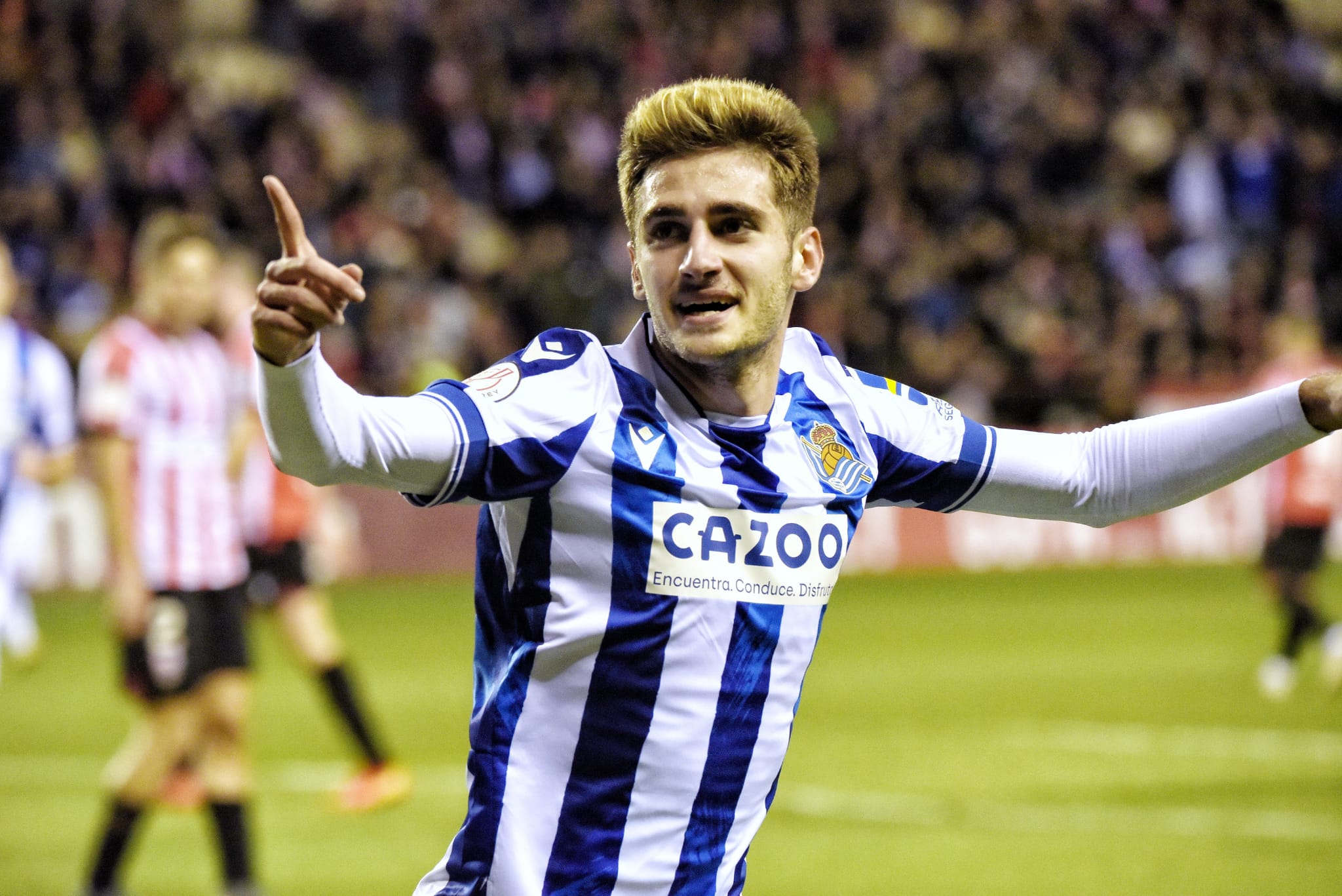 Robert Navarro celebra su gol a la UD Logroñés (Foto: Giovanni Batista).