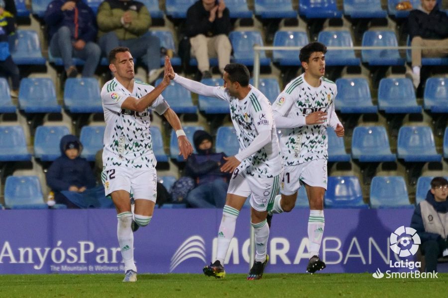 Dani Calvo celebra su gol al Andorra (Foto: LaLiga).