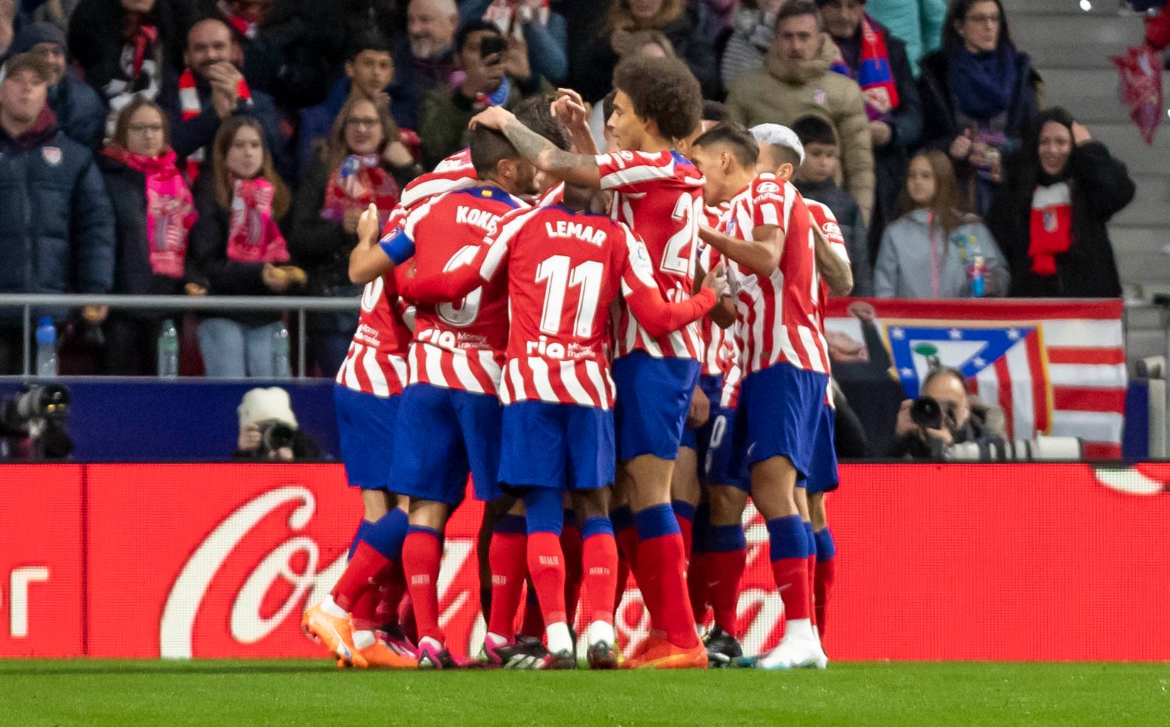 Celebración de un gol en el Atlético-Valladolid (Foto: LaLiga).