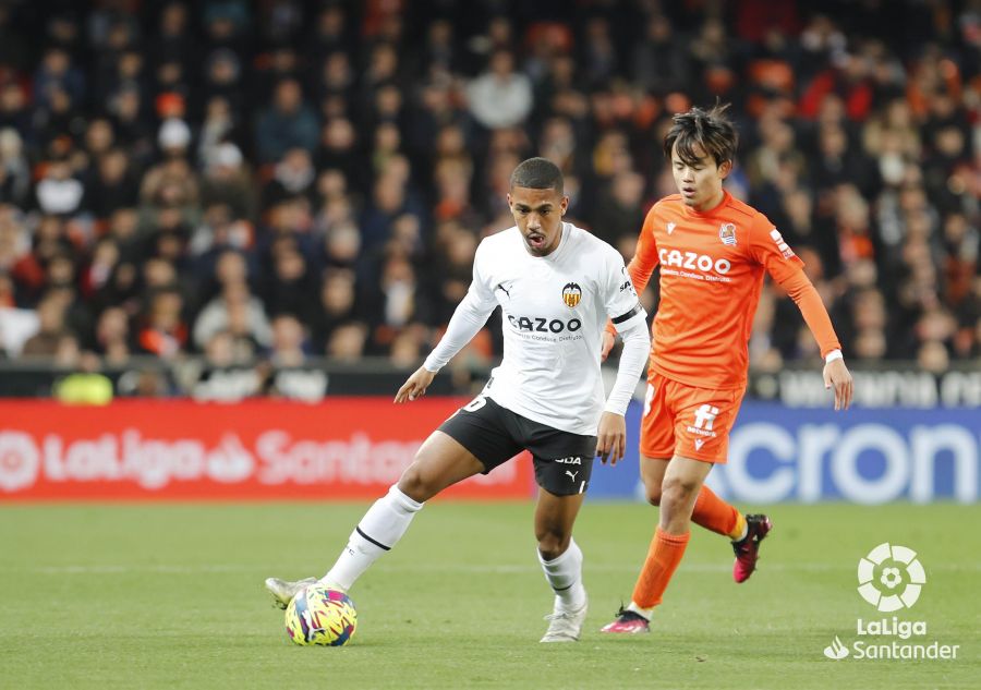 Samuel Lino, en el Valencia - Real Sociedad (Foto: LaLiga).