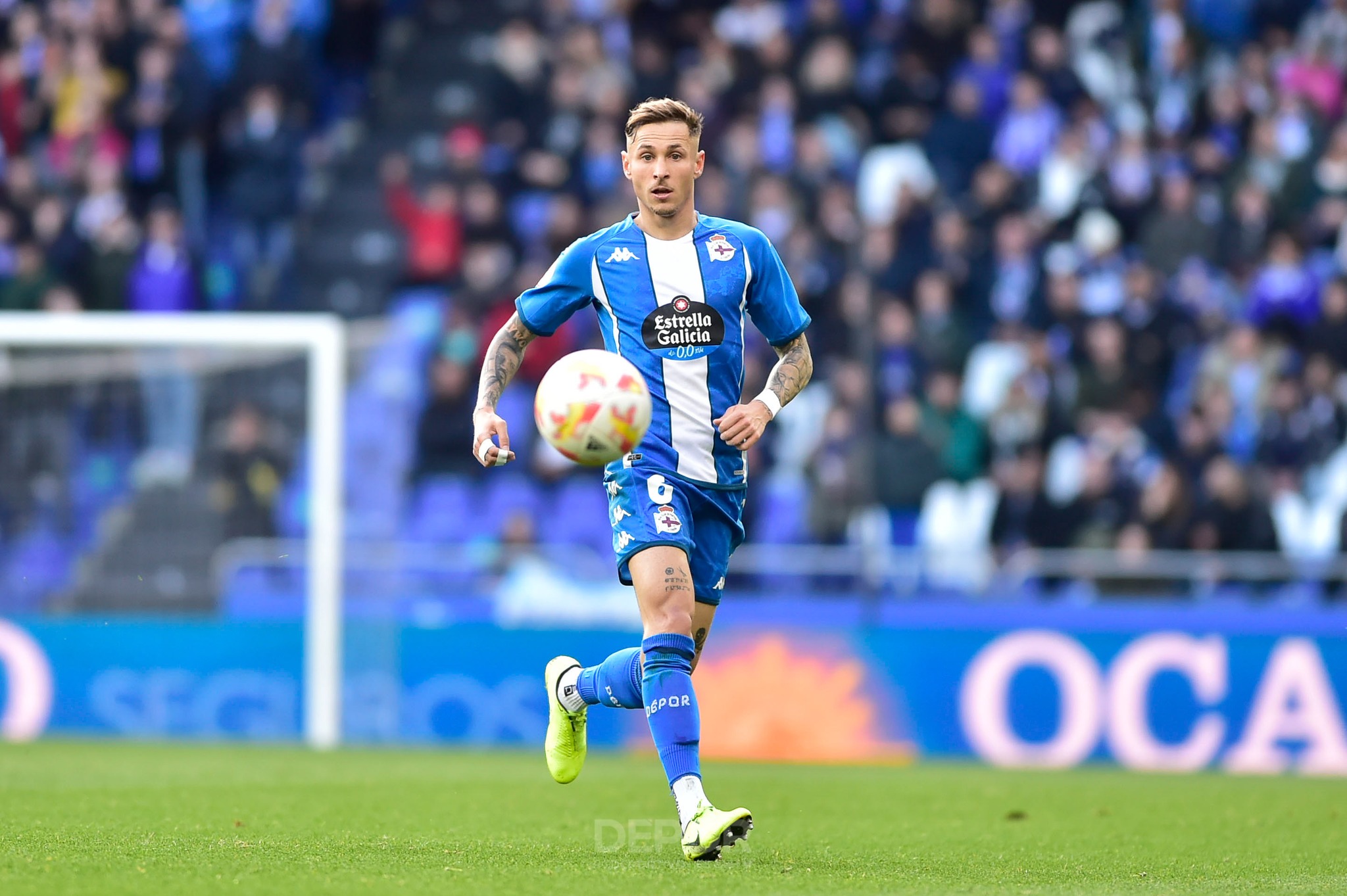 Isi Gómez con el Deportivo en Riazor ante el Badajoz (Foto: RCD)