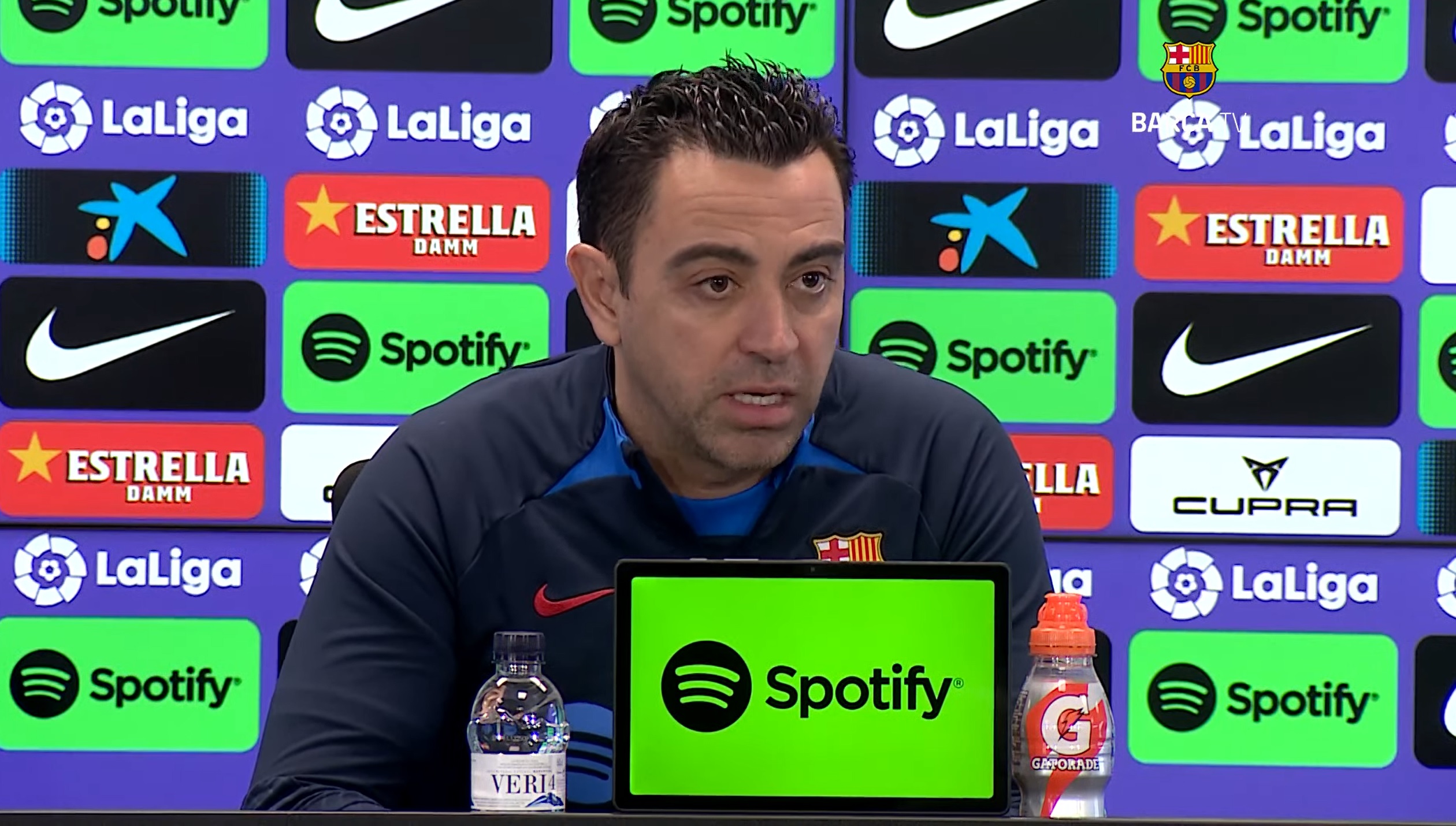 Xavi Hernández, en rueda de prensa. 