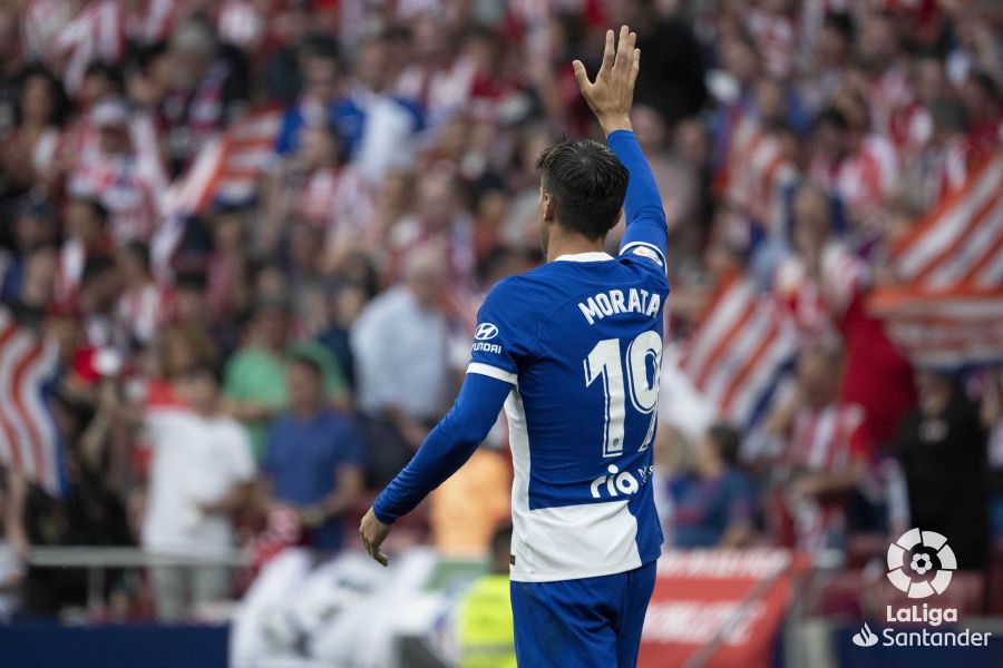 Morata celebra su gol en el Atlético-Mallorca.