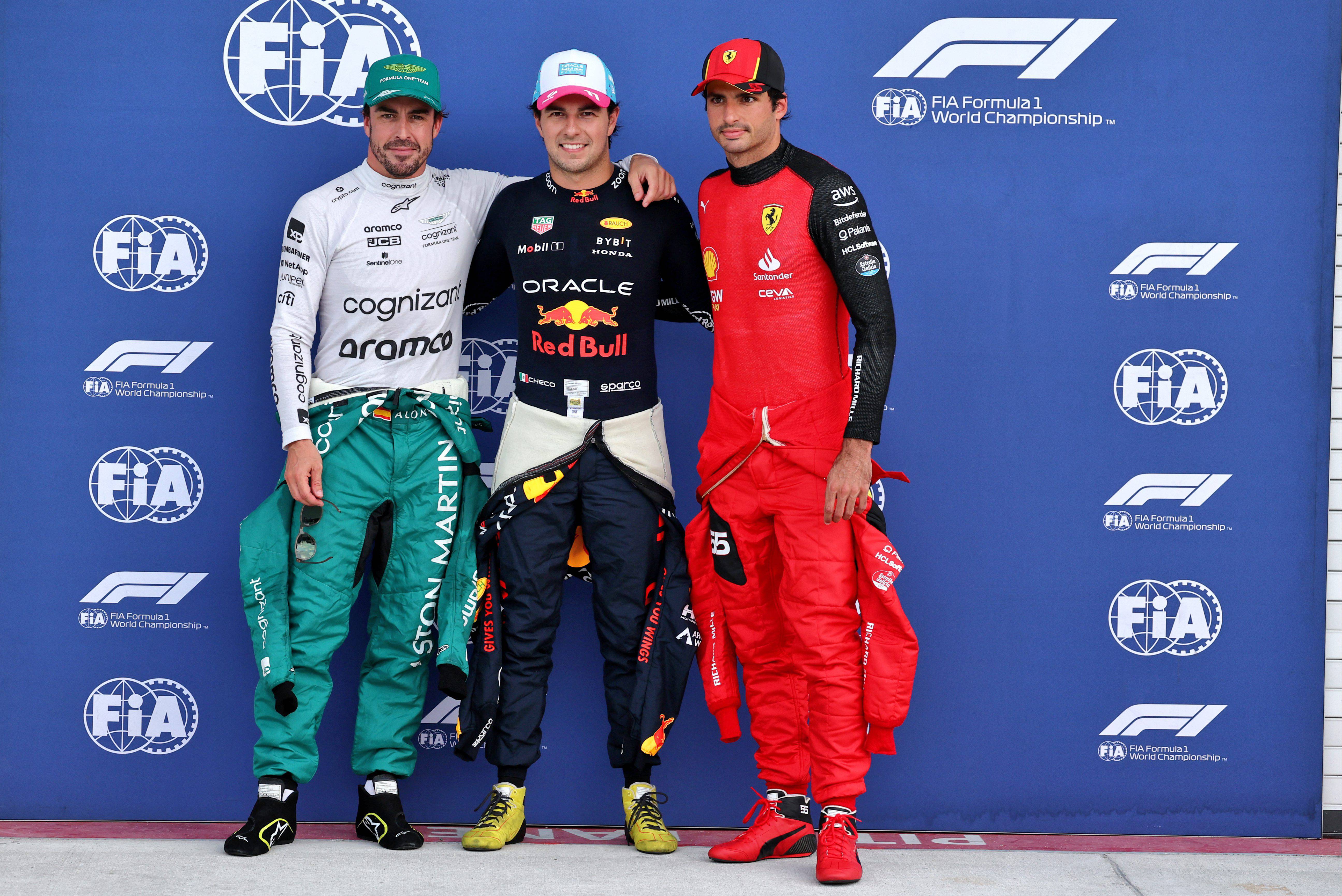 Sergio Pérez, Fernando Alonso y Carlos Sainz (Foto: Cordon Press)