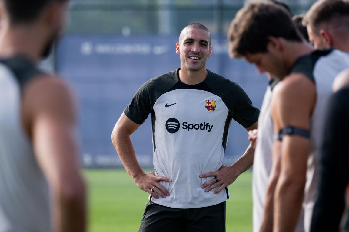 Oriol Romeu, en un entrenamiento con el Barça (Foto: FC Barcelona).