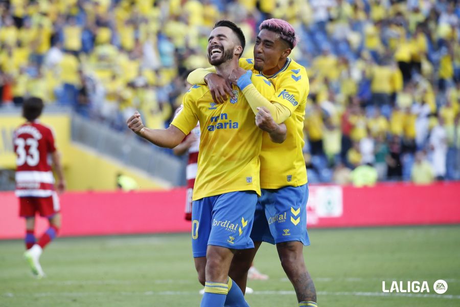 Kirian Rodríguez celebra su gol en el Las Palmas-Granada (Foto: LALIGA).