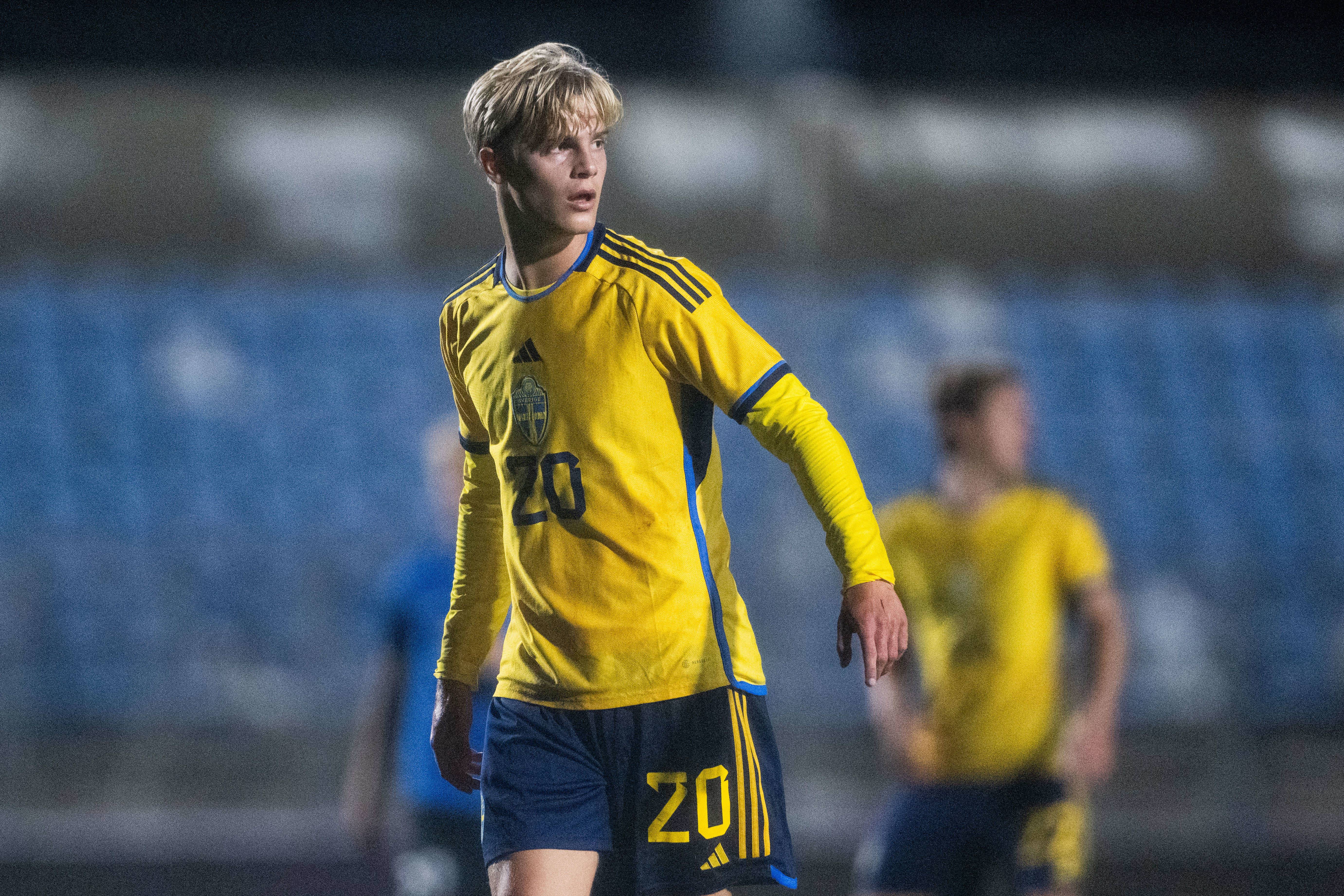 Lucas Bergvall, durante un partido amistoso internacional de Suecia (FOTO: Cordón Press).