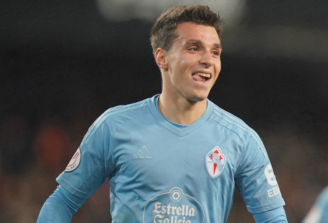 Tasos Douvikas celebra su segundo gol ante el Valencia (Foto: RC Celta).