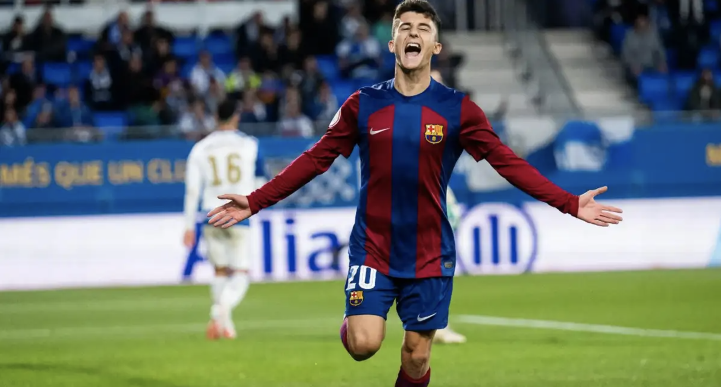 Unai Hernández celebra un gol con el filial (Foto: FC Barcelona).