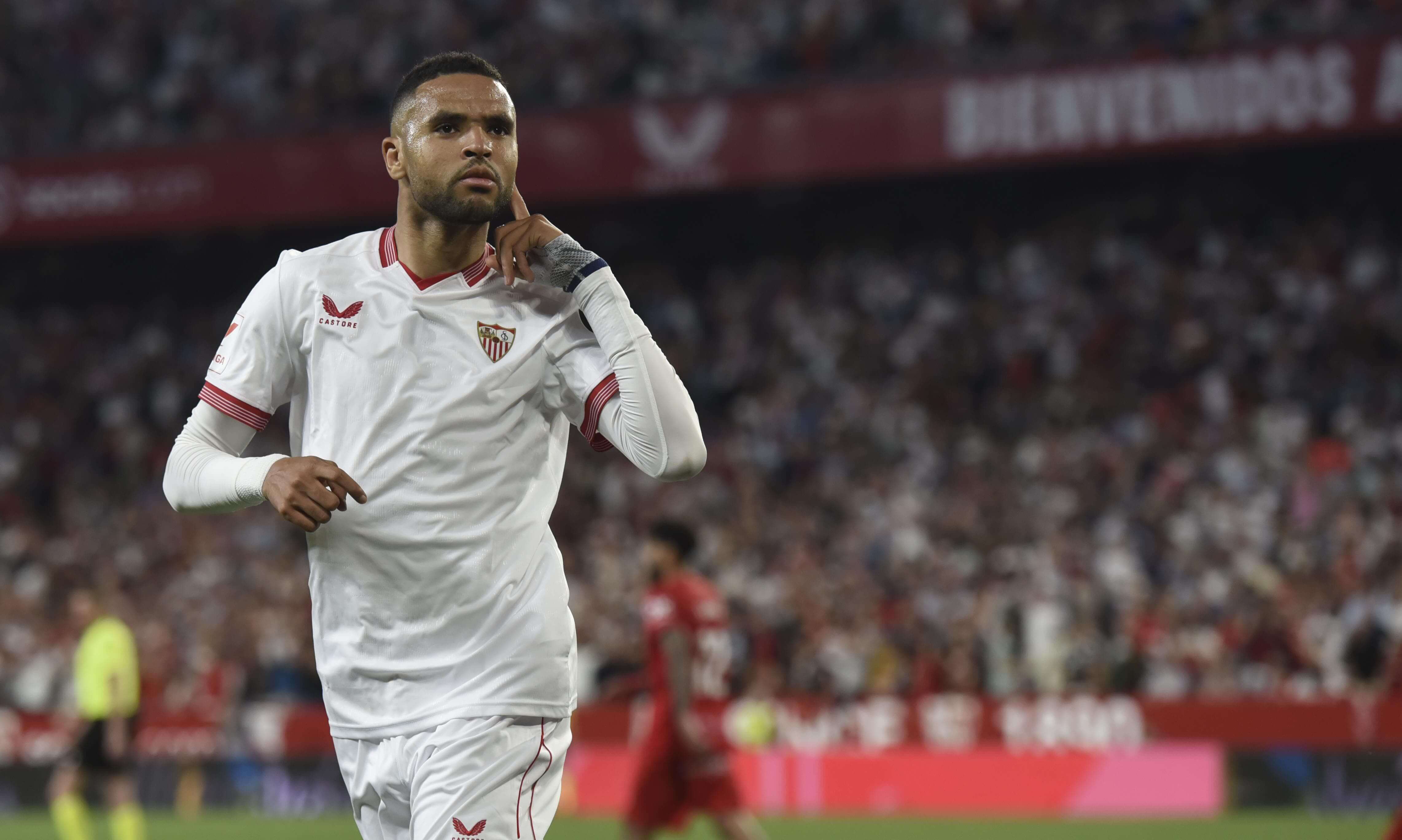 La celebración del gol de En-Nesyri al Mallorca (Foto: Kiko Hurtado)