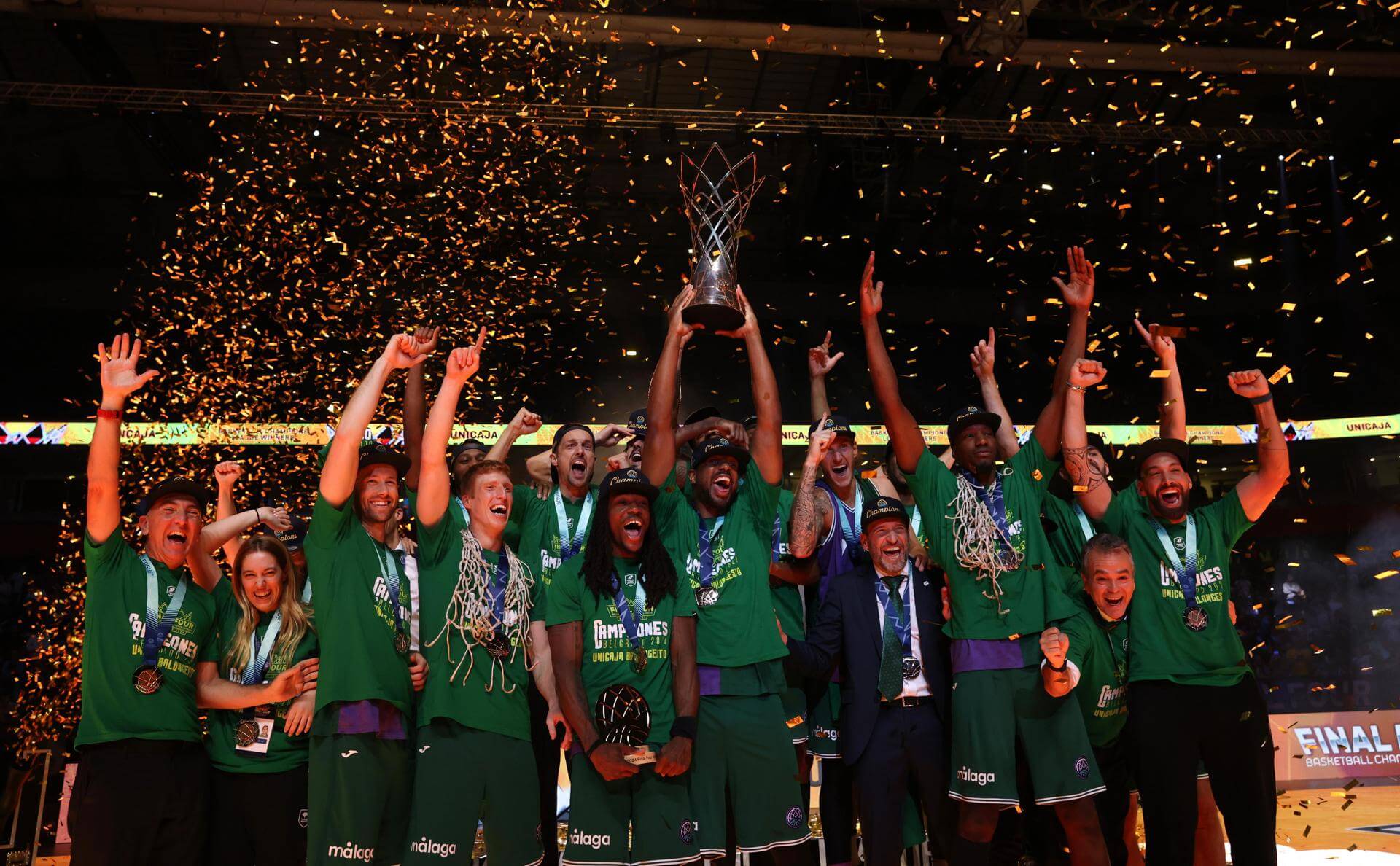 Momento de la celebración del título de BCL en el Belgrado Arena. (EFE/Andrej Cukic)