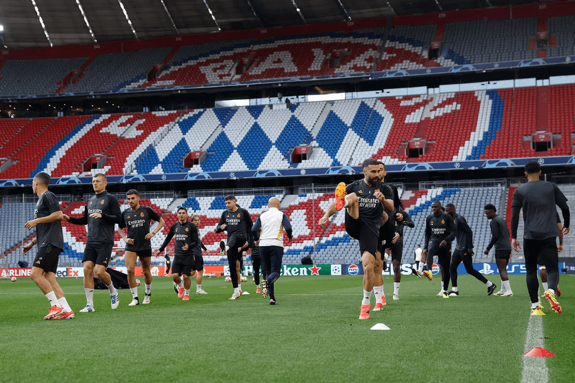 Los jugadores del Carlo Ancelotti entrenando en el Allianz Arena (Foto: RM).