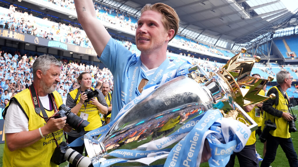 Kevin De Bruyne celebrando la Premier League con el Manchester City (Europa Press)