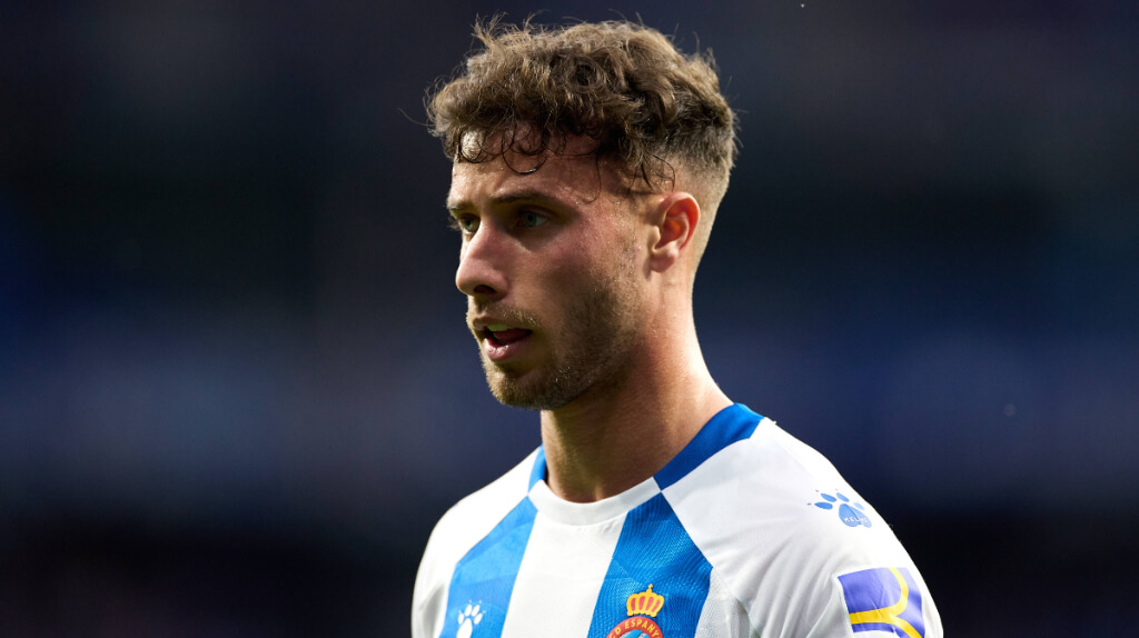 Javi Puado adelantó al Espanyol ante el Sporting de Gijón en la ida (foto: Cordon Press).