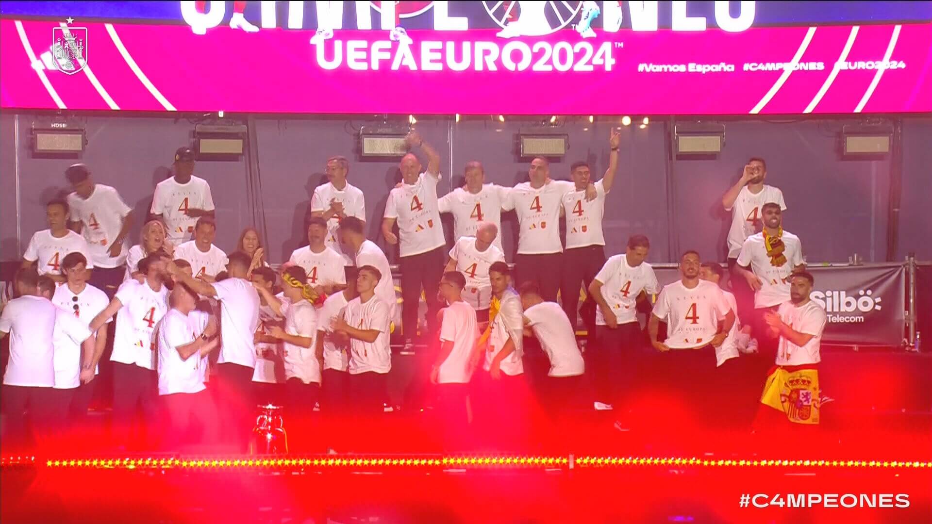 La Selección Española durante la celebración de la Eurocopa