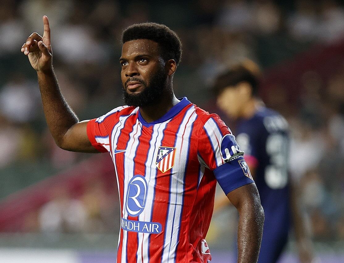 Thomas Lemar festeja el último gol del Atlético al Kitchee (Foto: ATM).