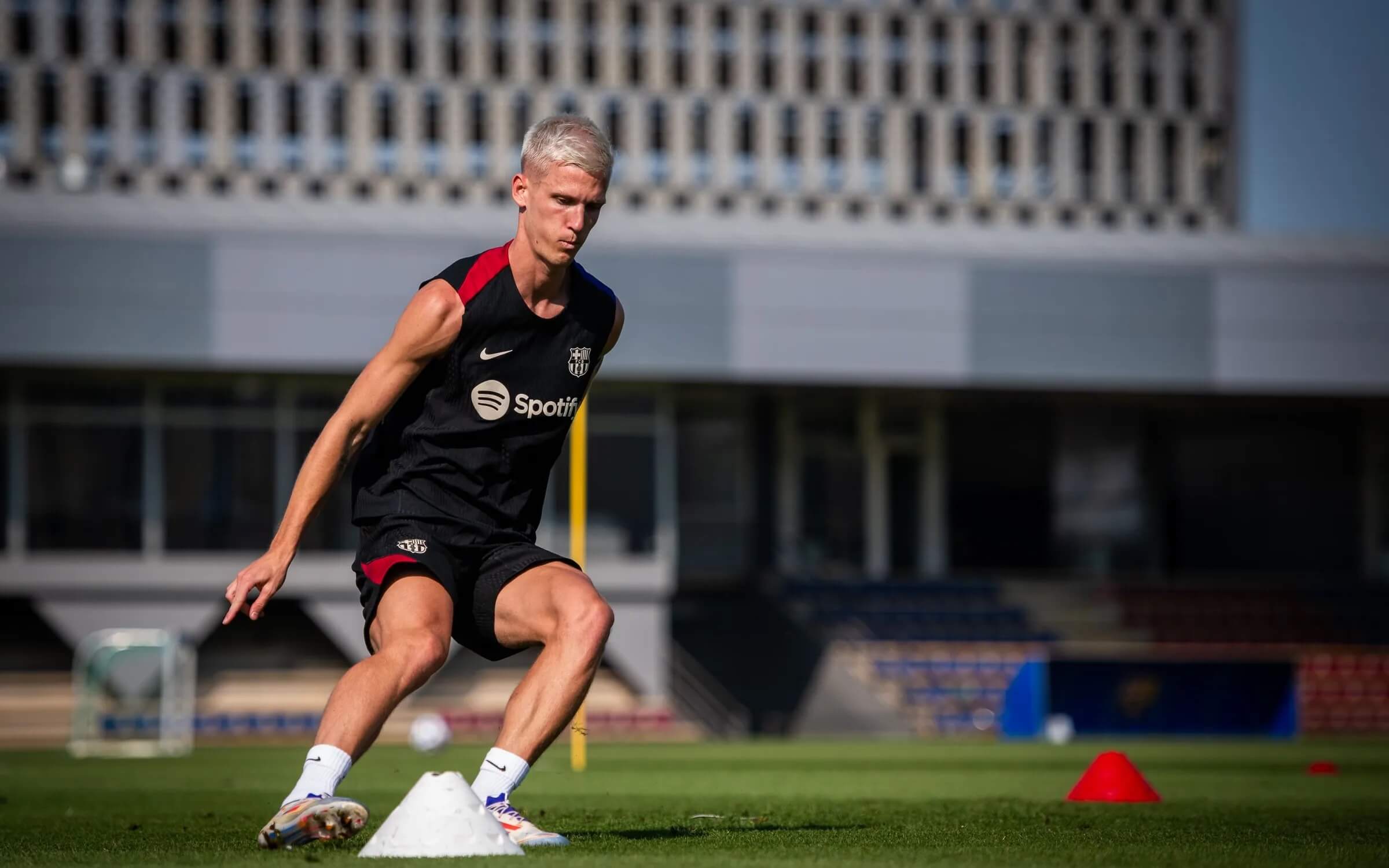 Dani Olmo, en una sesión del Barcelona (Foto: FCB).