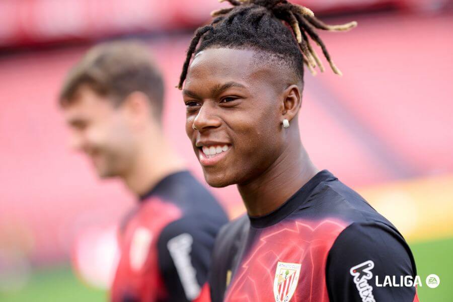 Nico Williams, en la previa ante el Getafe en San Mamés (Foto: LaLiga).