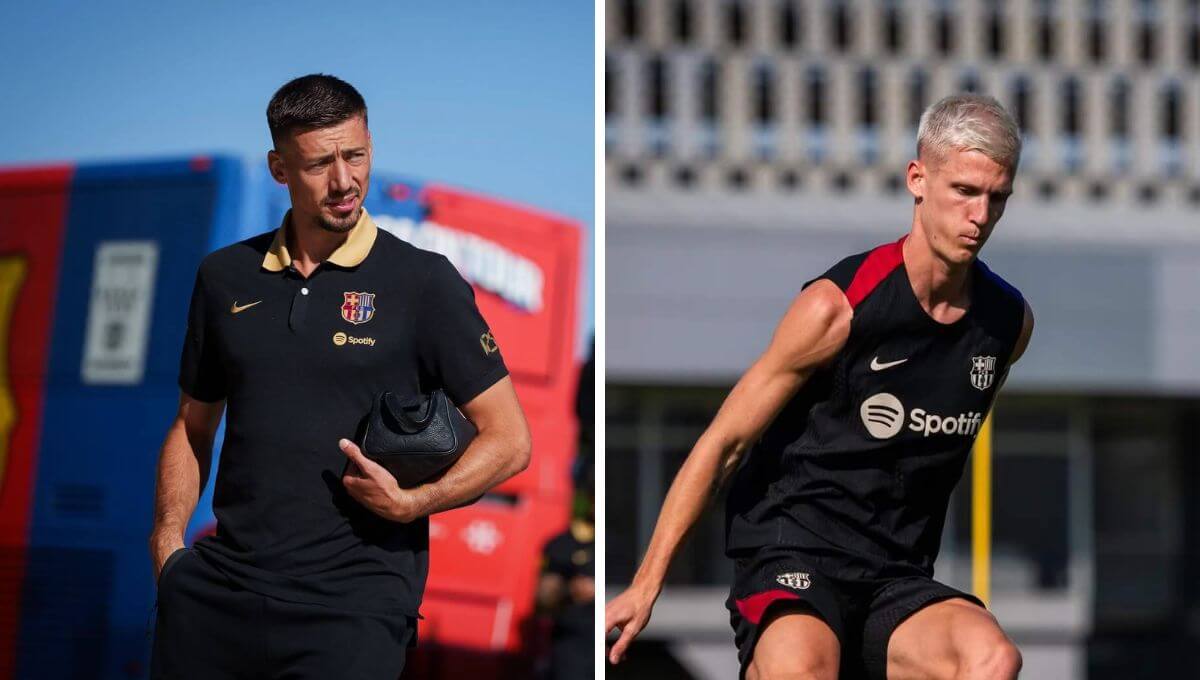 Clément Lenglet y Dani Olmo, con el Barcelona.