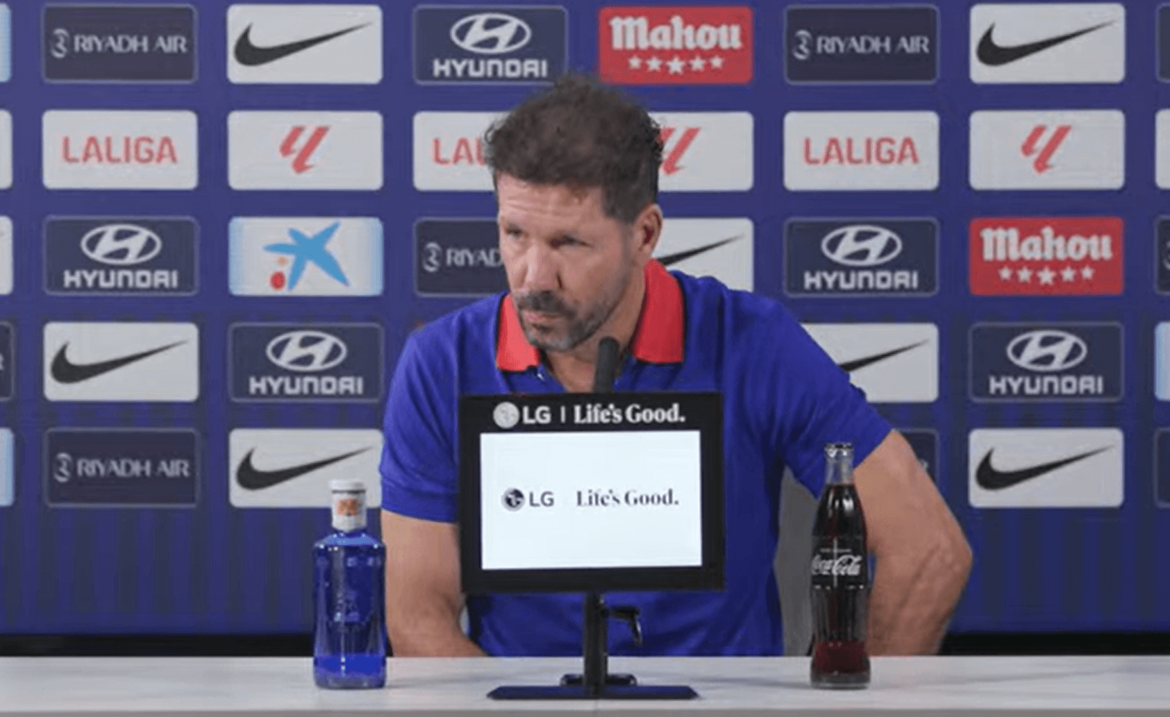 Simeone, en rueda de prensa del Atlético de Madrid.