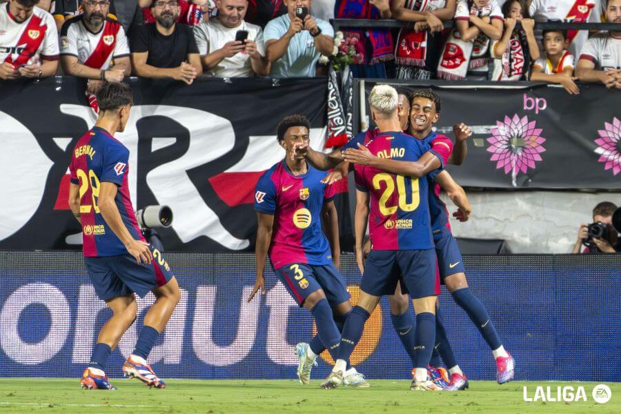 Dani Olmo celebra su gol en el Rayo-Barça (Foto: LALIGA).