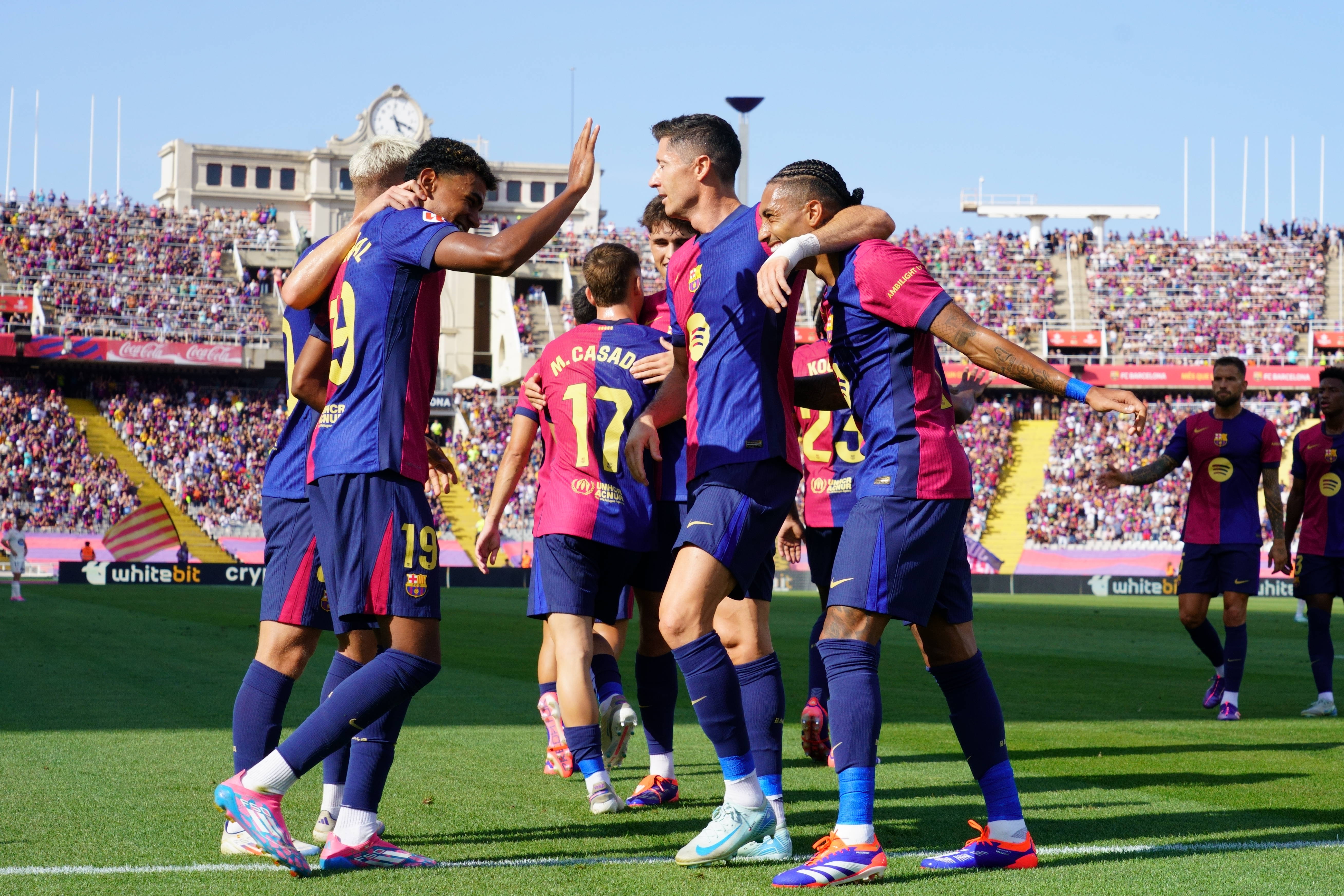 Los jugadores del Barcelona celebran un gol ante el Valladolid (Foto: LaLiga).