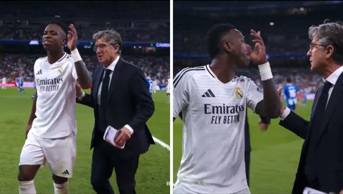 Las protestas de Vinicius por el descuento del Real Madrid-Alavés.