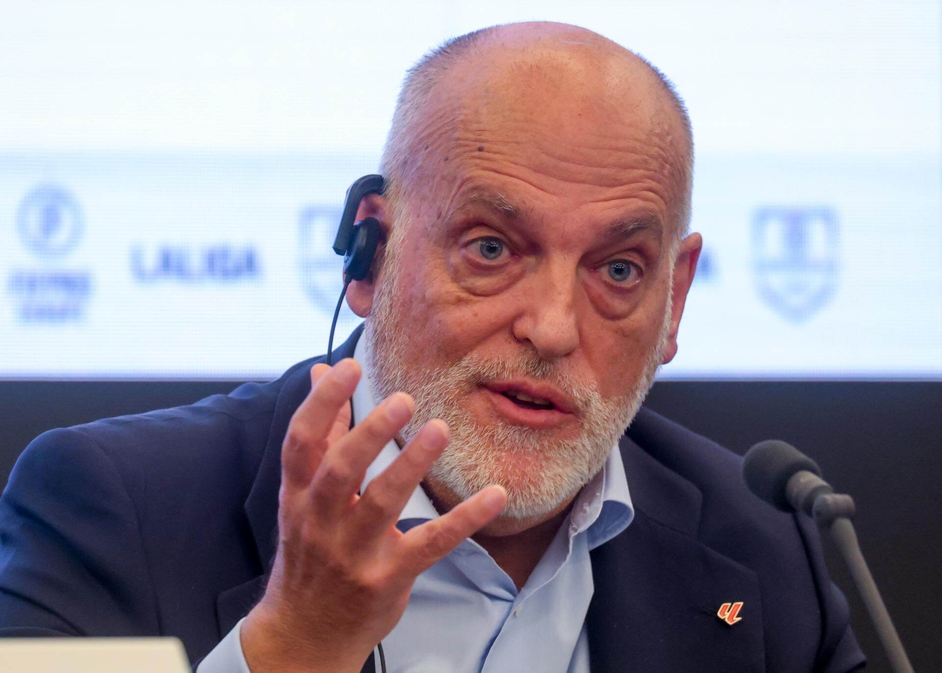 Javier Tebas, en la conferencia de Bruselas de las ligas europeas (Foto: EFE).