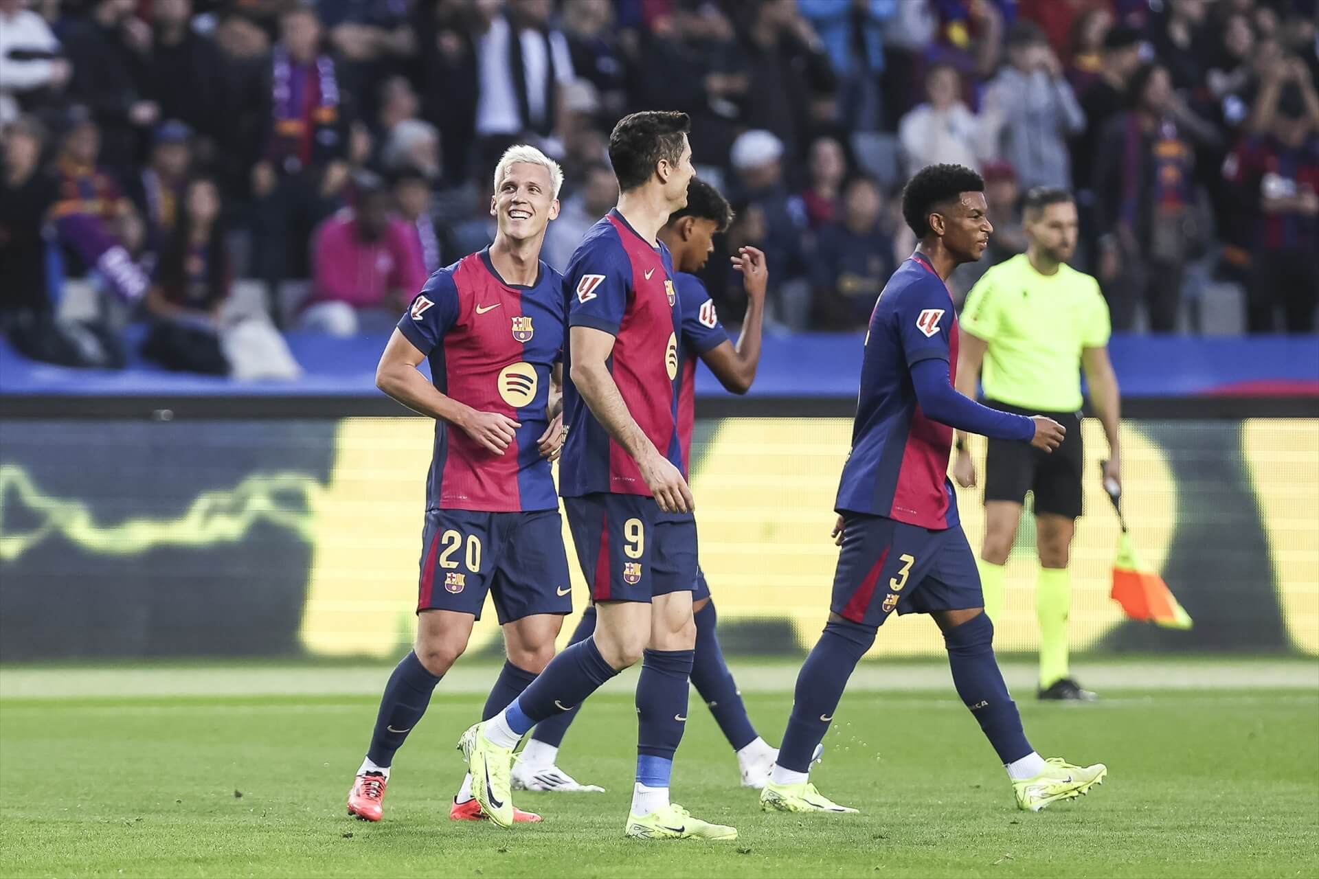 Dani Olmo celebra uno de sus goles ante el Espanyol (Foto: Europa Press)