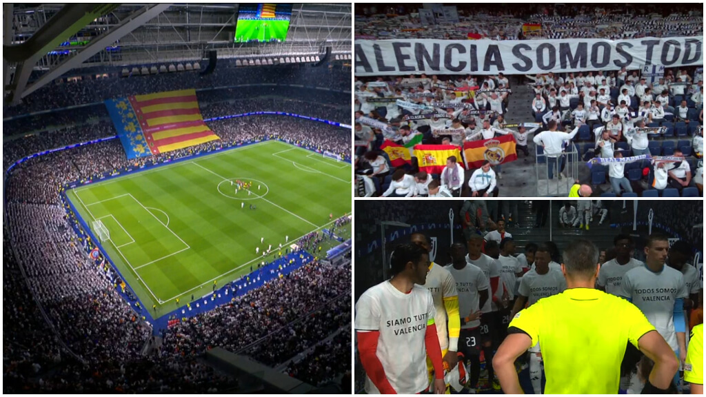 El banderín y la camiseta homenaje a las víctimas por la DANA en Valencia.