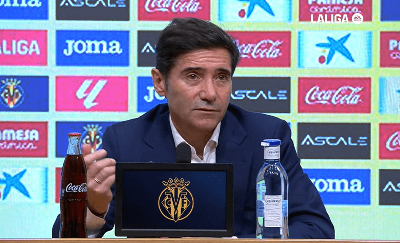 Marcelino, en rueda de prensa del Villarreal. 