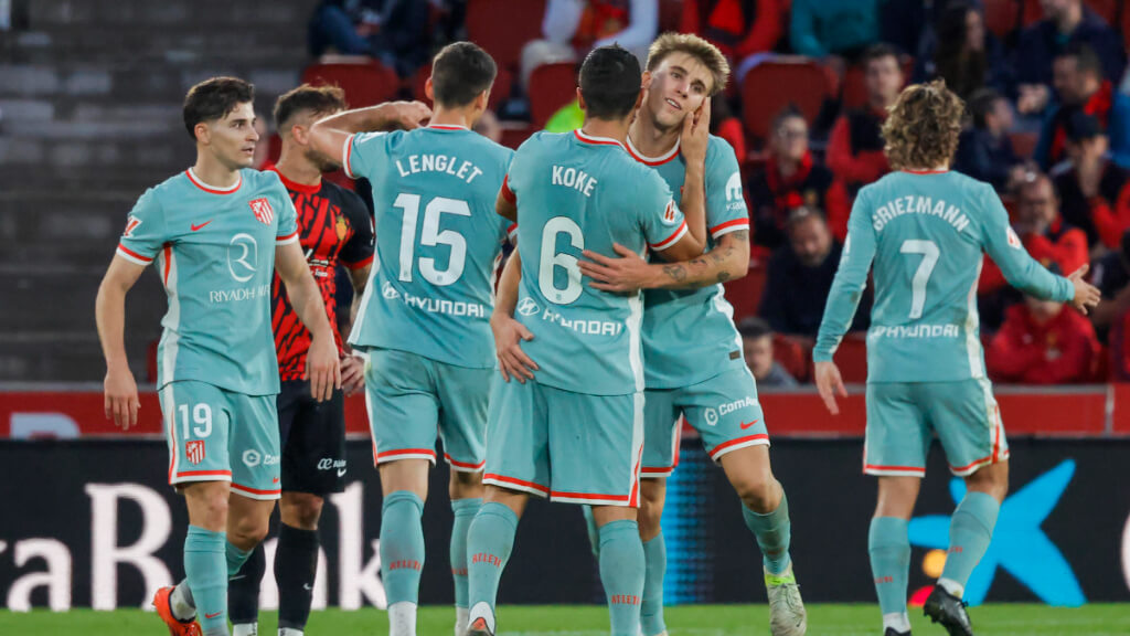 Los jugadores del Atlético de Madrid durante el partido ante el Mallorca (Fuente: EFE)