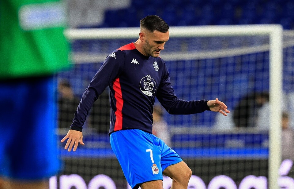 Lucas Pérez, en un calentamiento del Dépor (Foto: RCD).