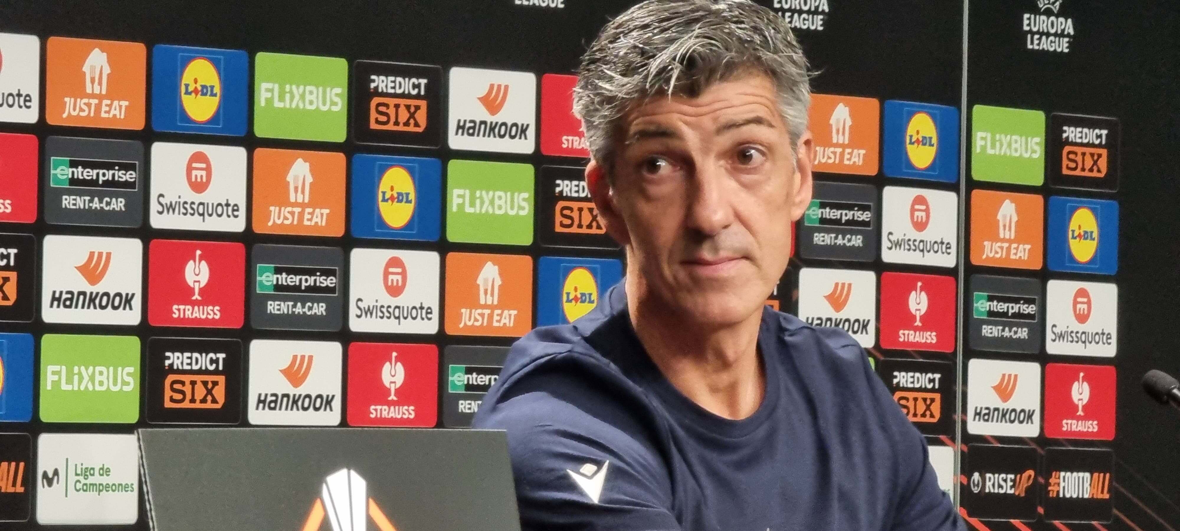 Imanol Alguacil en la rueda de prensa previa al Ajax.