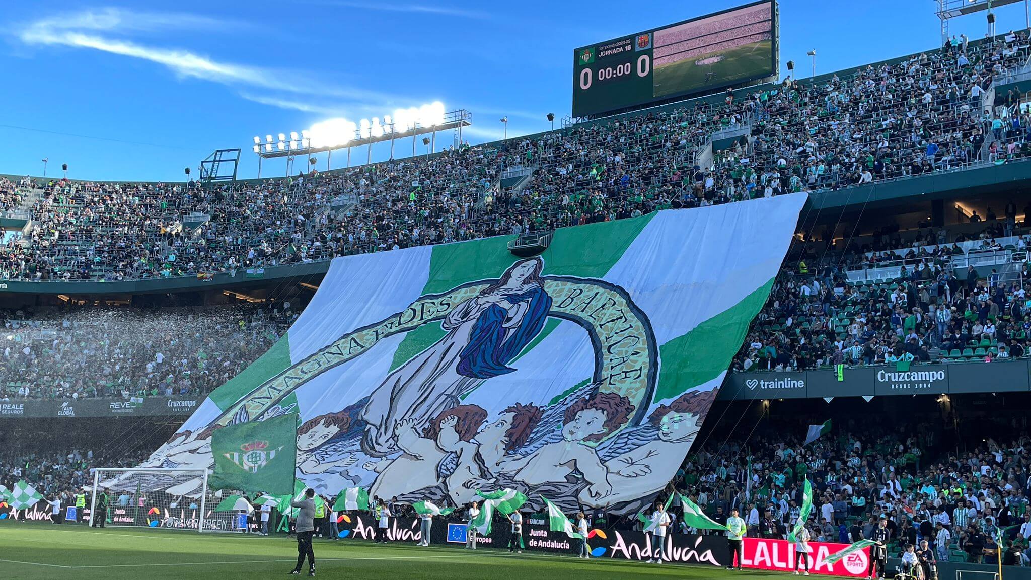 Imagen del tifo antes del Betis-Barça (Foto: Kiko Hurtado). 